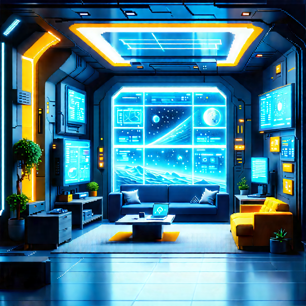 Futuristic Tech Startup Office With Futuristic Living
