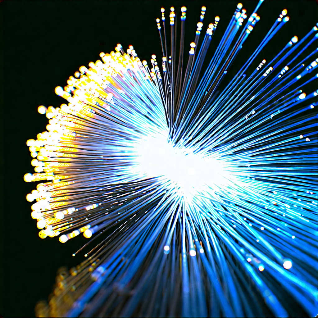 Close-up Of Fiber Optic Cables With Close-up Blue