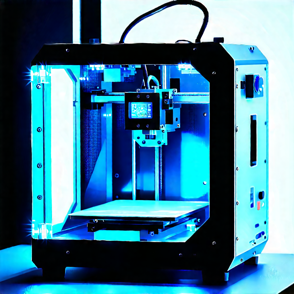 3d printer with blue light (glow:1.22)
