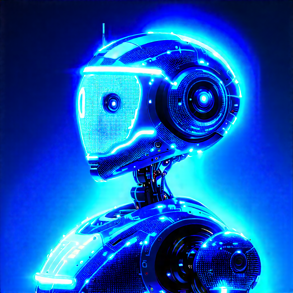 Robot with blue light glow