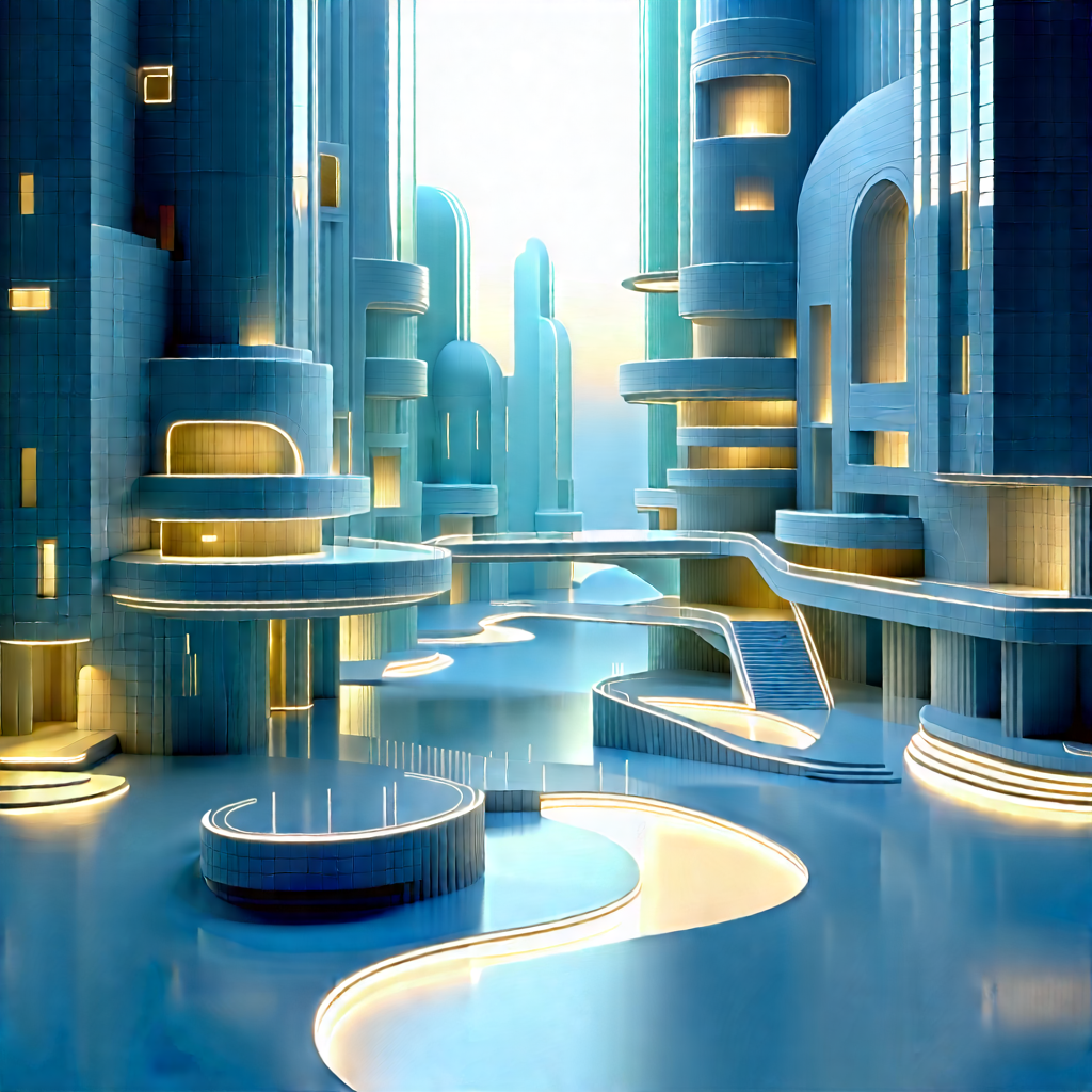Futuristic Innovation Hub With Futuristic City,