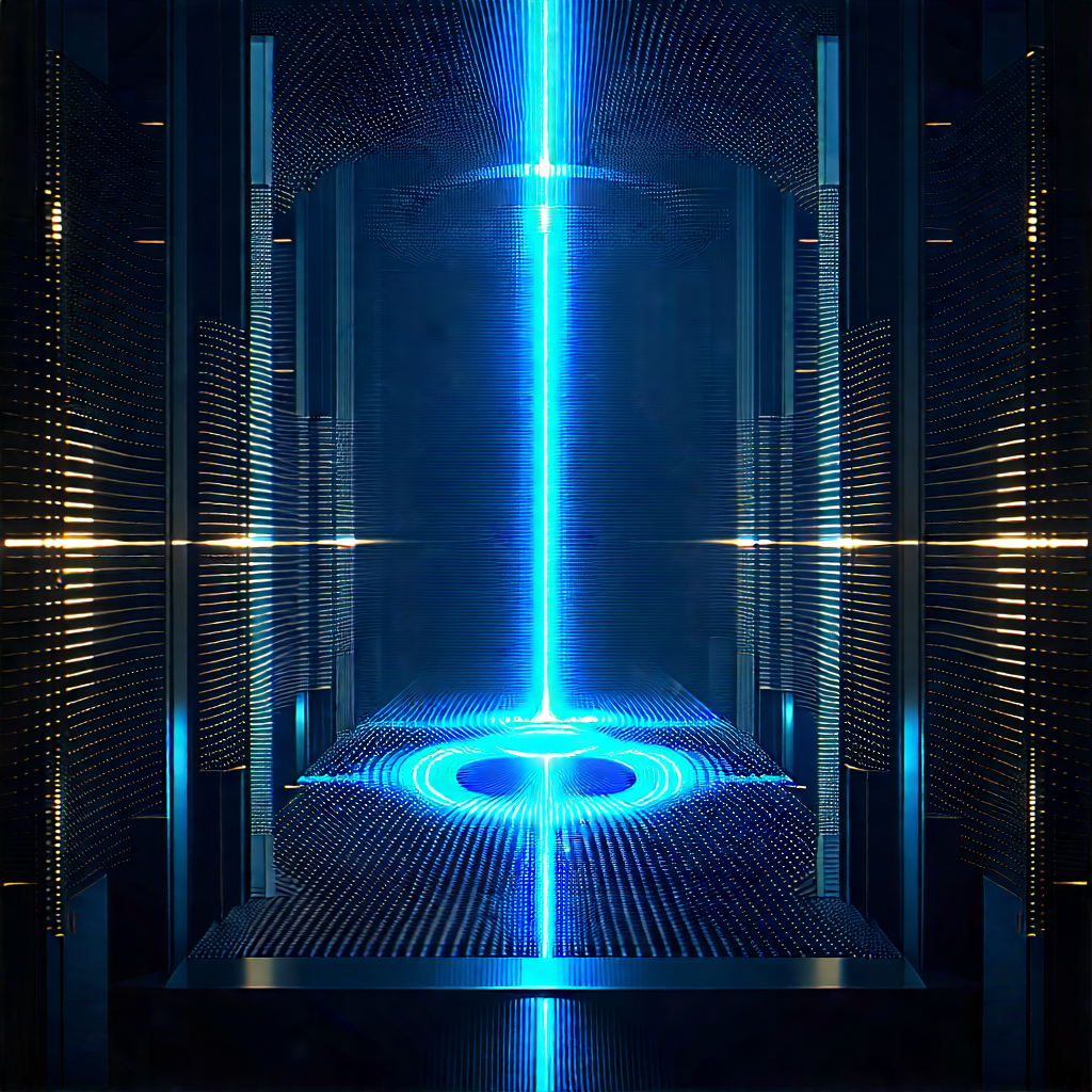 Quantum computer with blue light glow