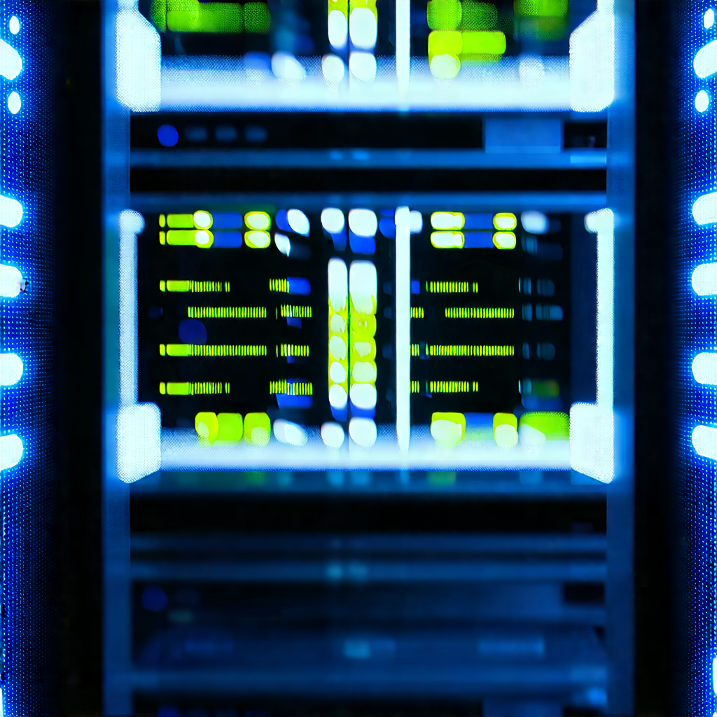 Server Rack With (digital:1.4) Particles With Image, There