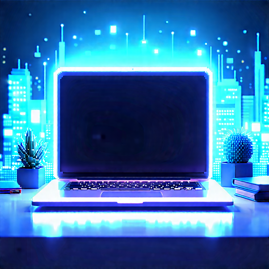 Laptop With Glowing Screen With Laptop Computer