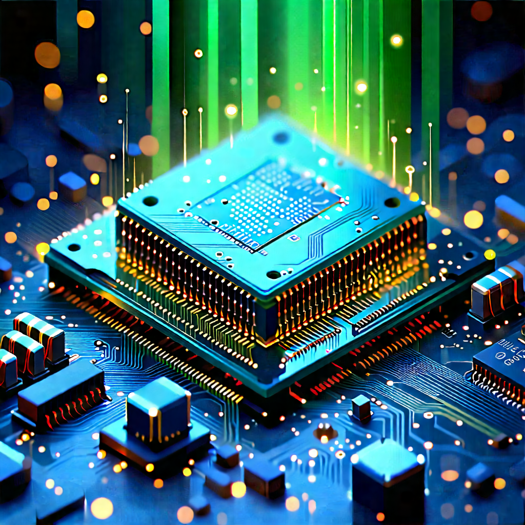 Circuit Board With (digital:1.33) Particles With Close-up Computer