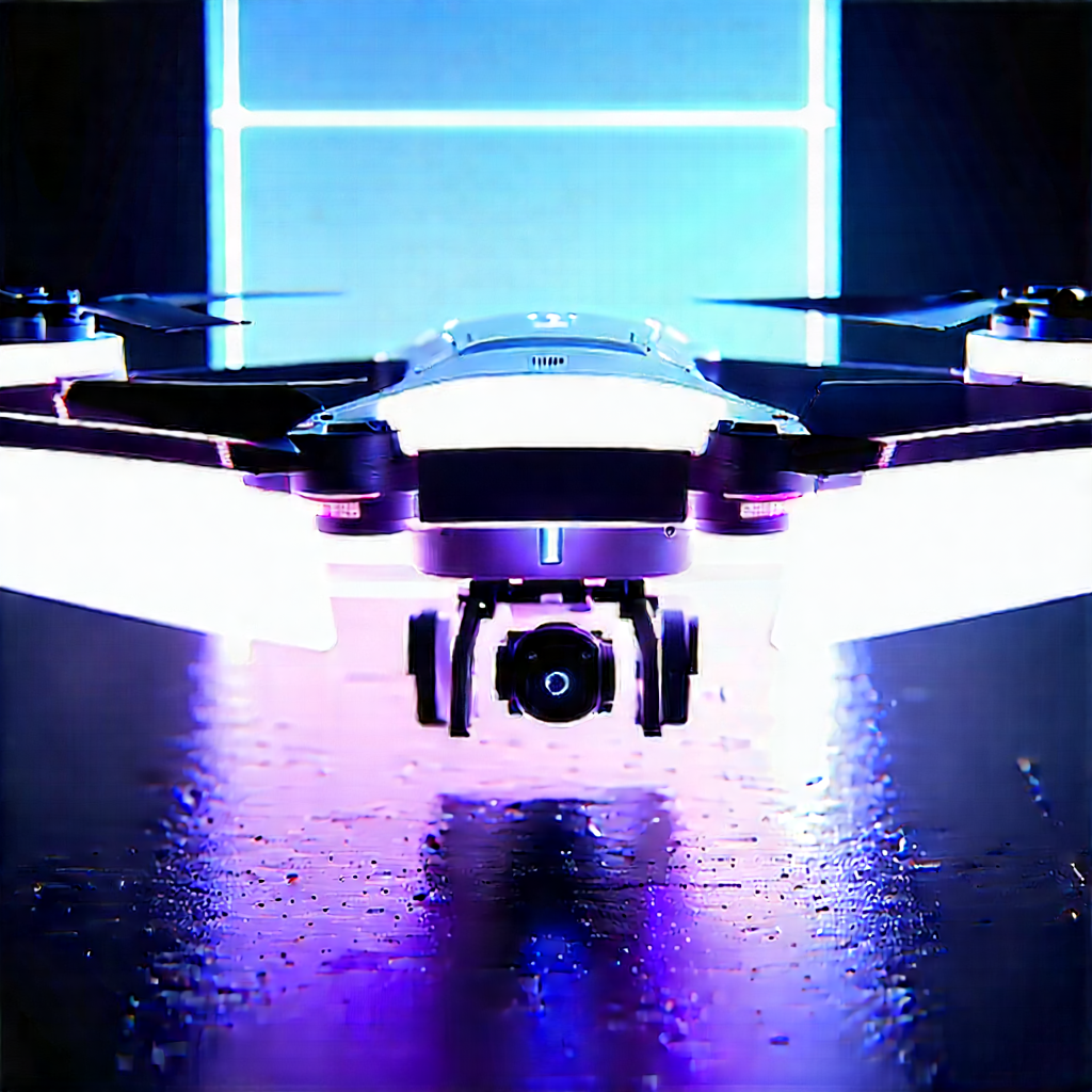 Drone With Holographic Display With Drone Sitting