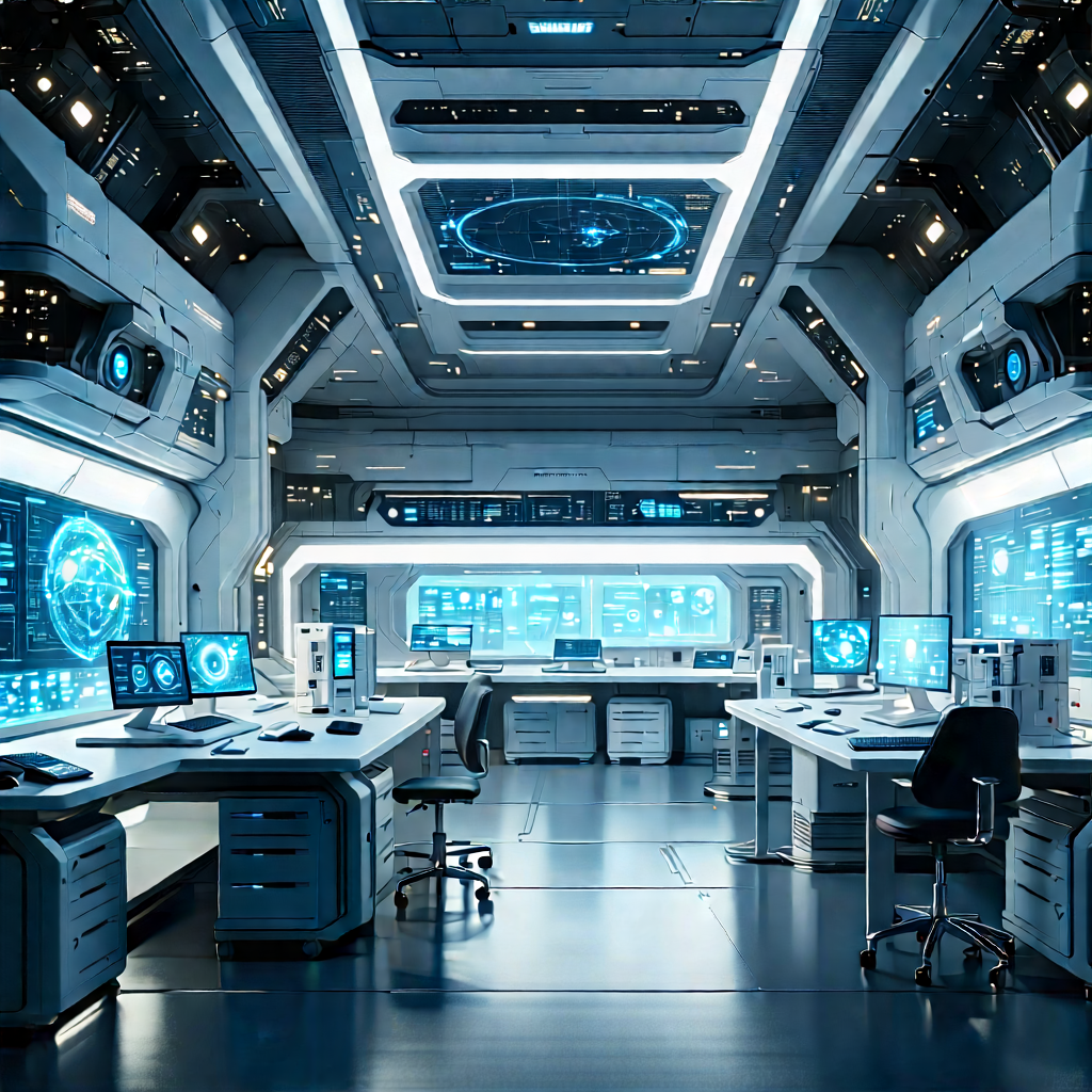 Futuristic Research Laboratory With Image, There