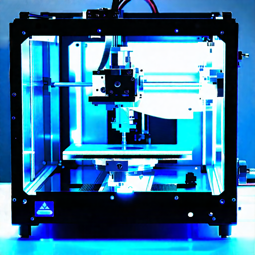 3d Printer With Blue Light Glow With Blue Printer