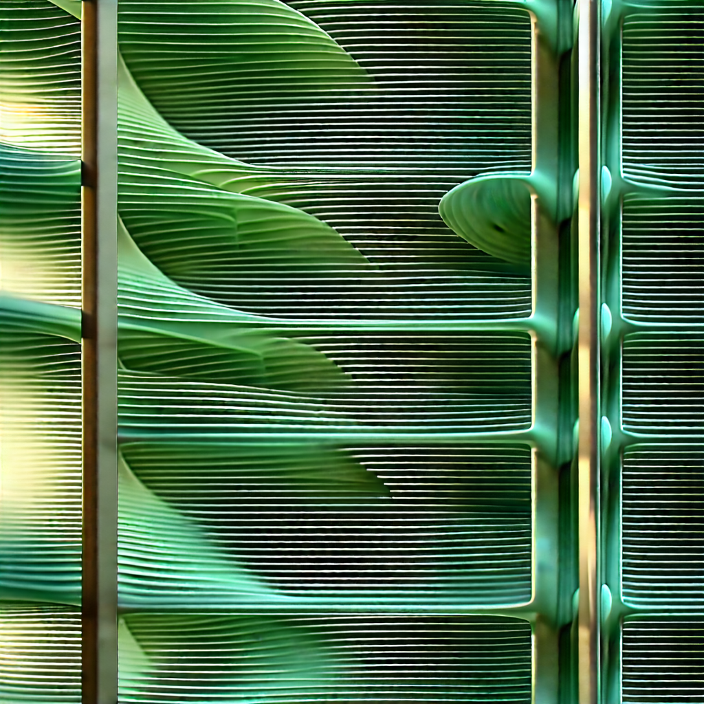Close-up Of Cooling System With Green, Wavy,