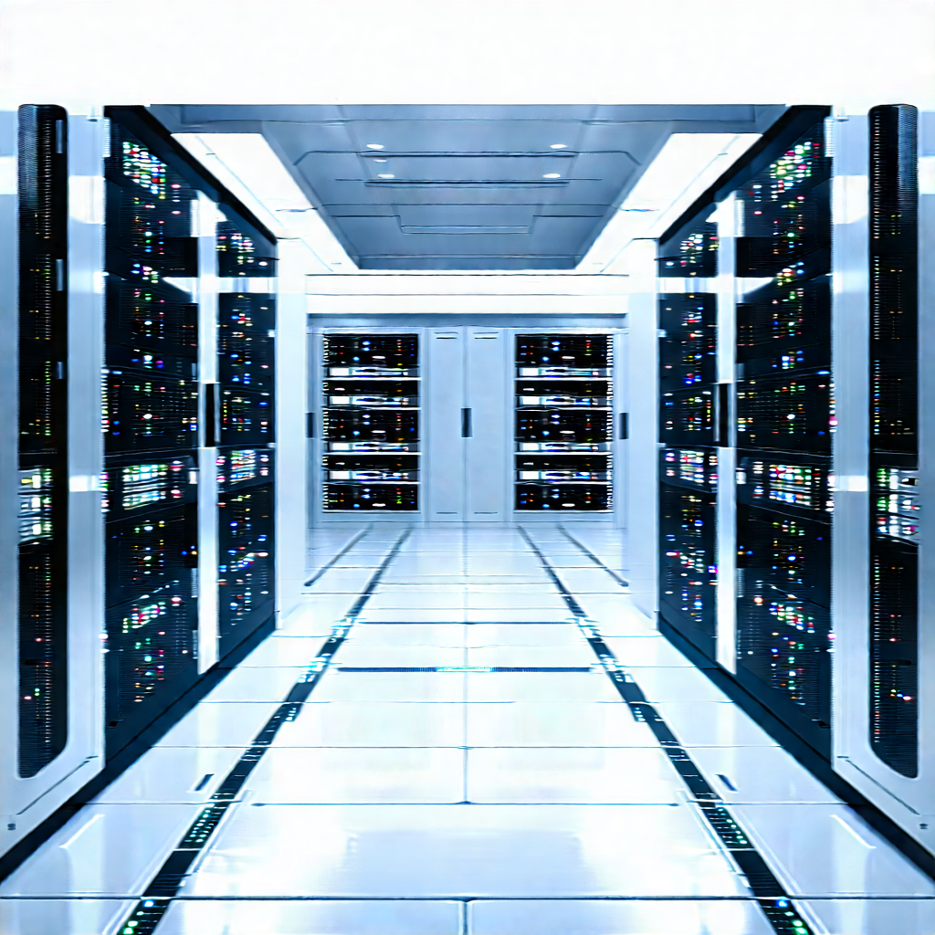 Futuristic Server Room With White Room