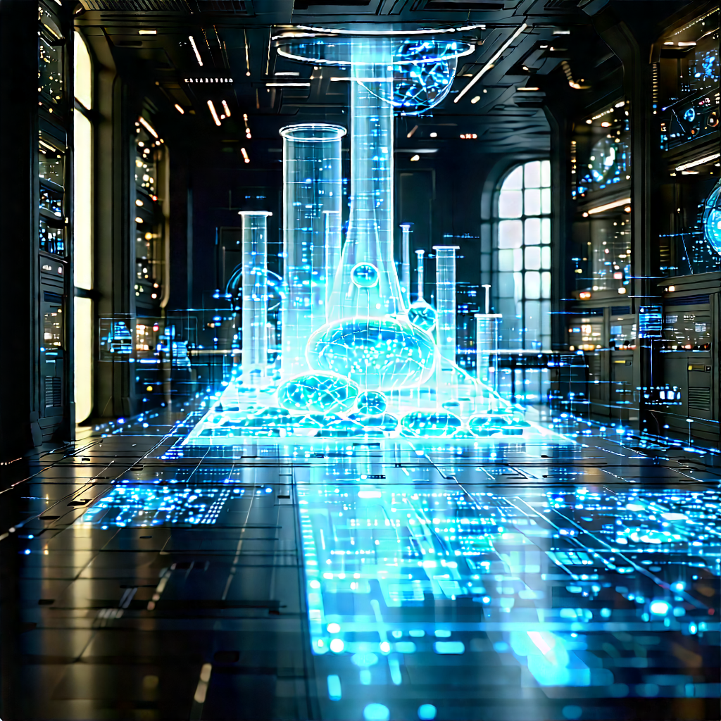 Futuristic Research Laboratory With Image, There