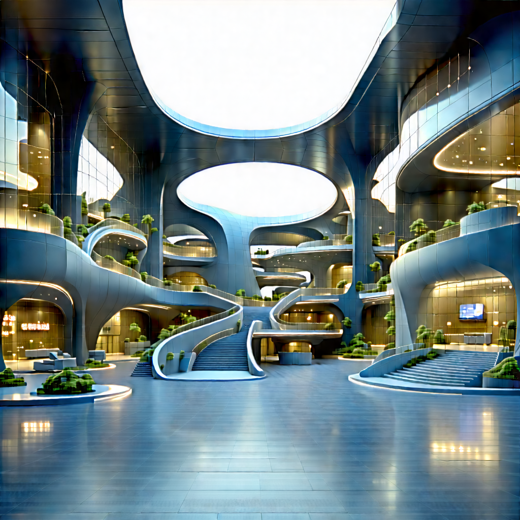 Futuristic Innovation Hub With Large, Modern