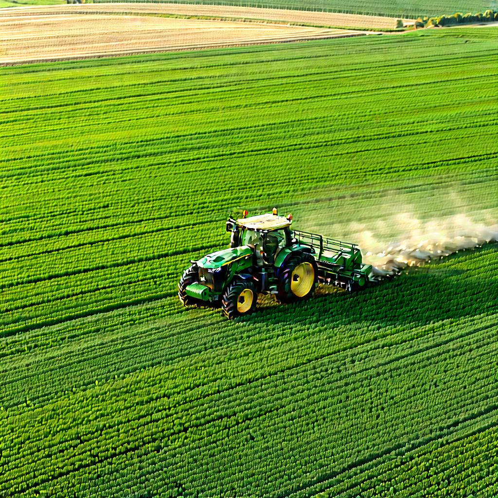 Agricultural Technology In Field Deployment With Green Tractor