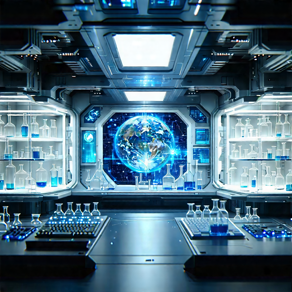 Futuristic Research Laboratory With Image, There