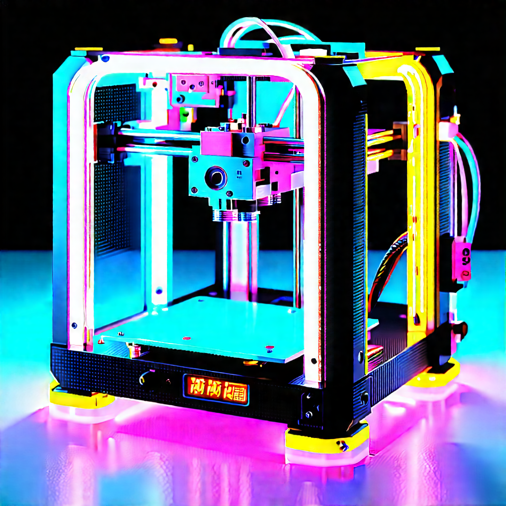 3d printer with neon accents