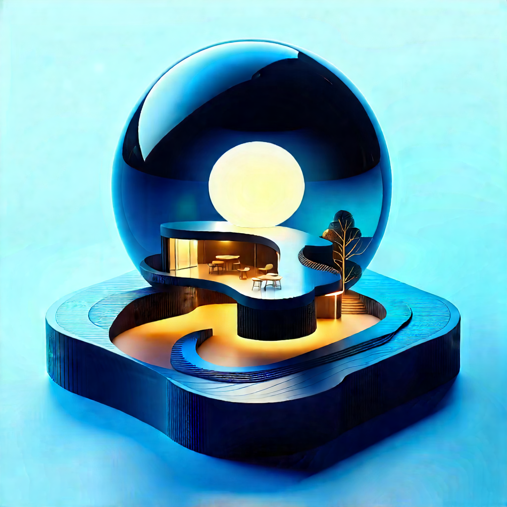 (futuristic:1.42) Smart Home With Large, Round,