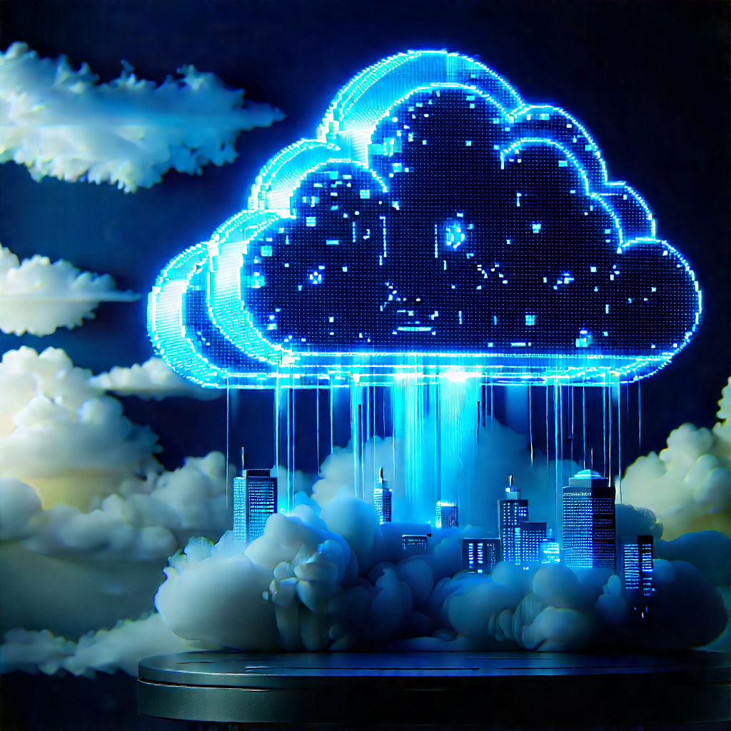 Cloud Computing Visualization With Large, Blue,