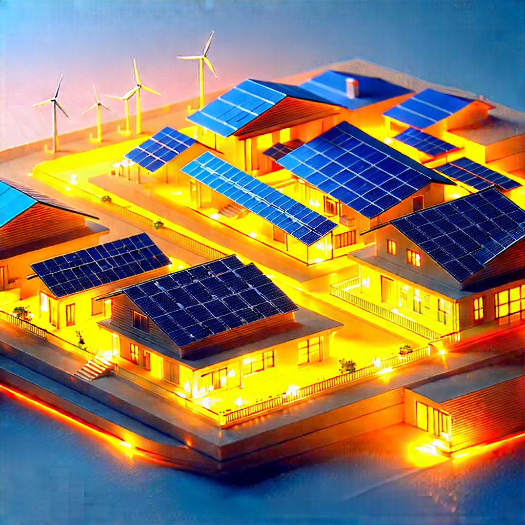 Innovative Renewable Energy (design:1.41) With Model Town