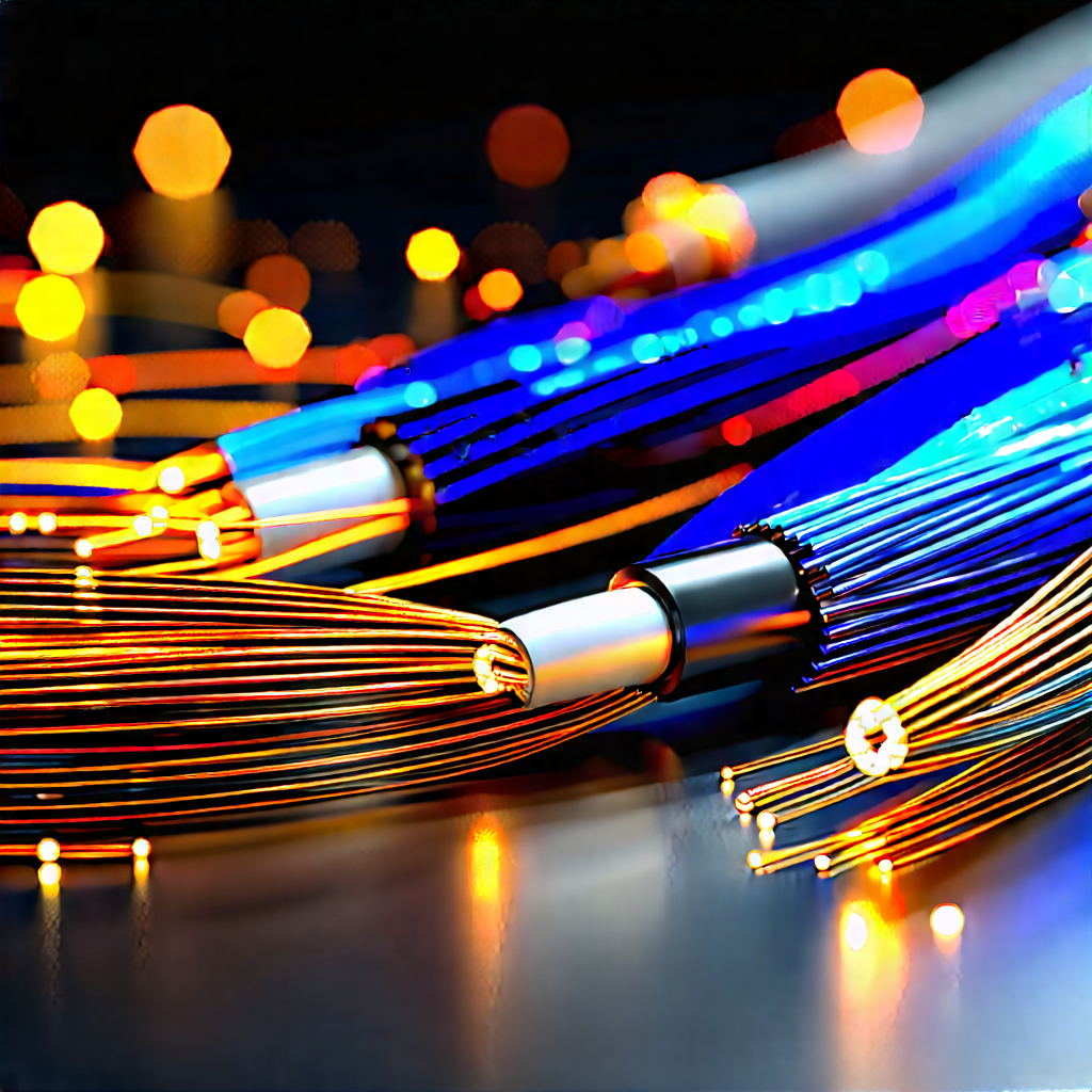 Close-up Of Fiber Optic Cables With Close-up Three