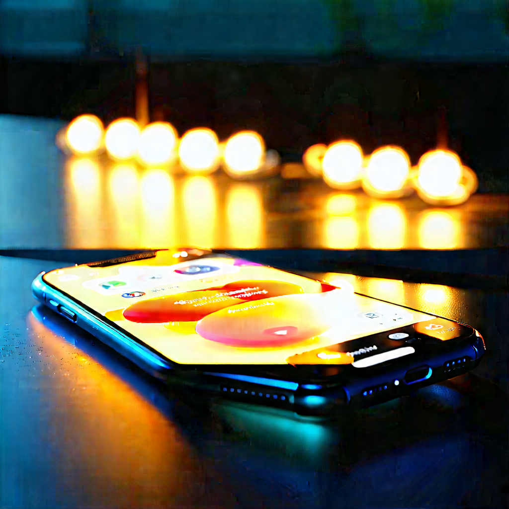 Smartphone With Glowing Screen With Cell Phone