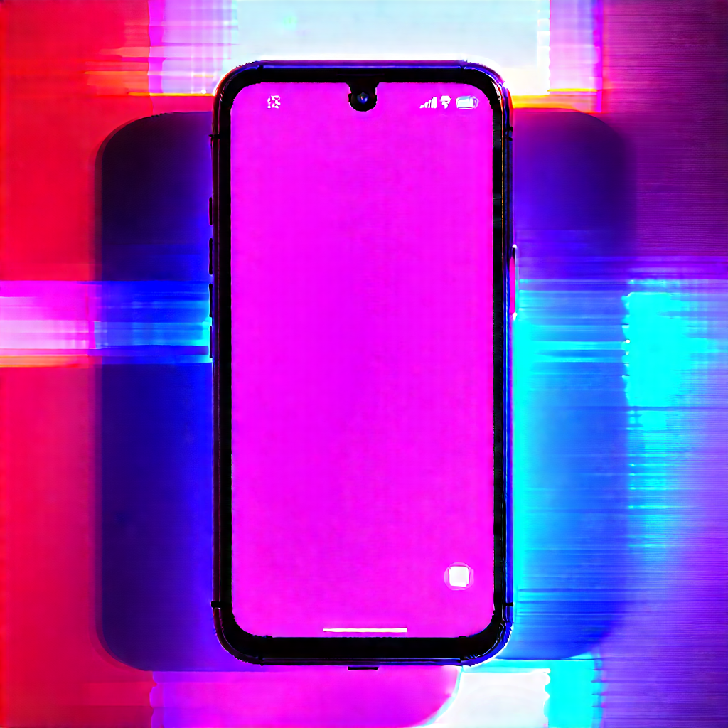 Smartphone With Glowing Screen With Close-up Cell