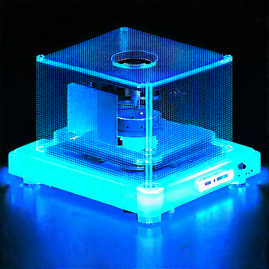 3d Printer With Blue Light Glow With Blue Clear