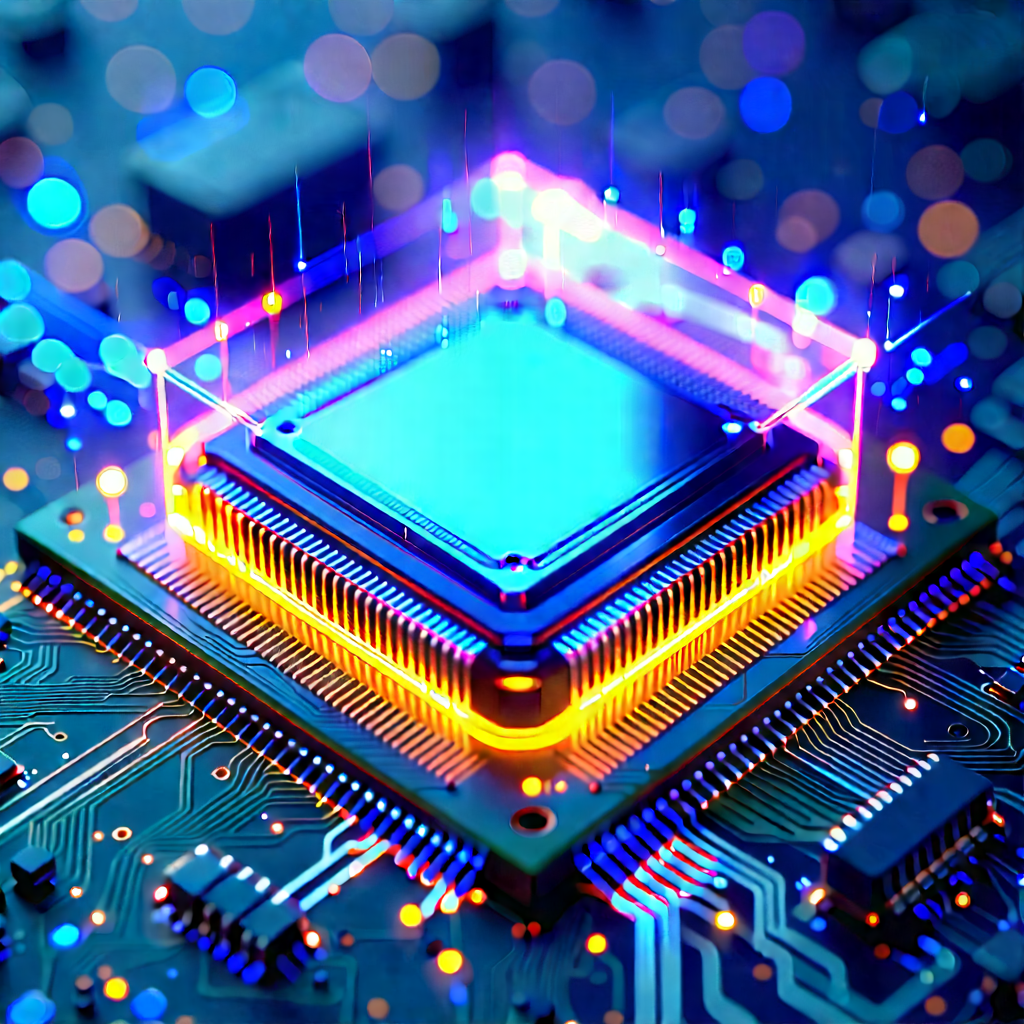 Microchip With Holographic Projection With Close-up Computer