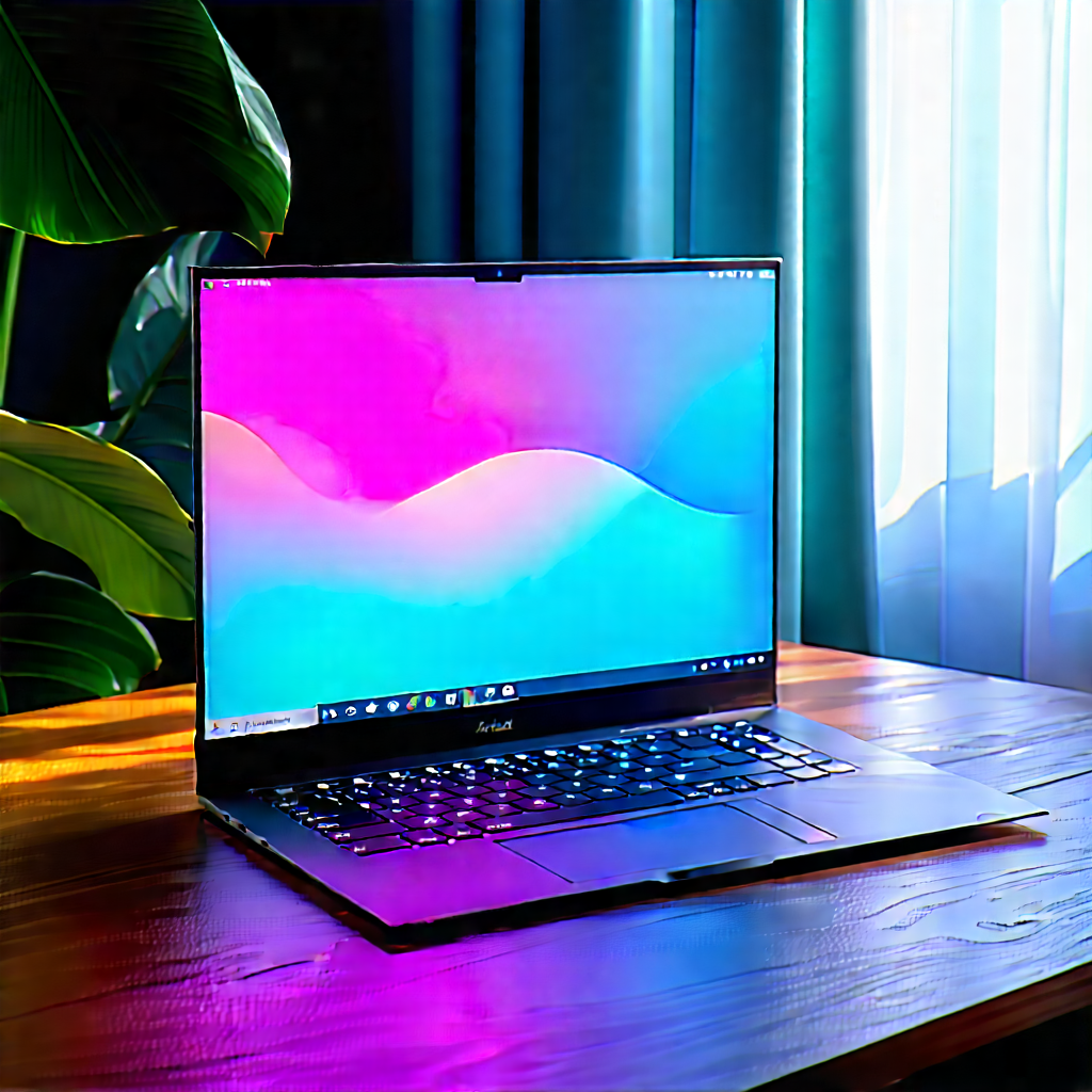 Laptop with glowing screen