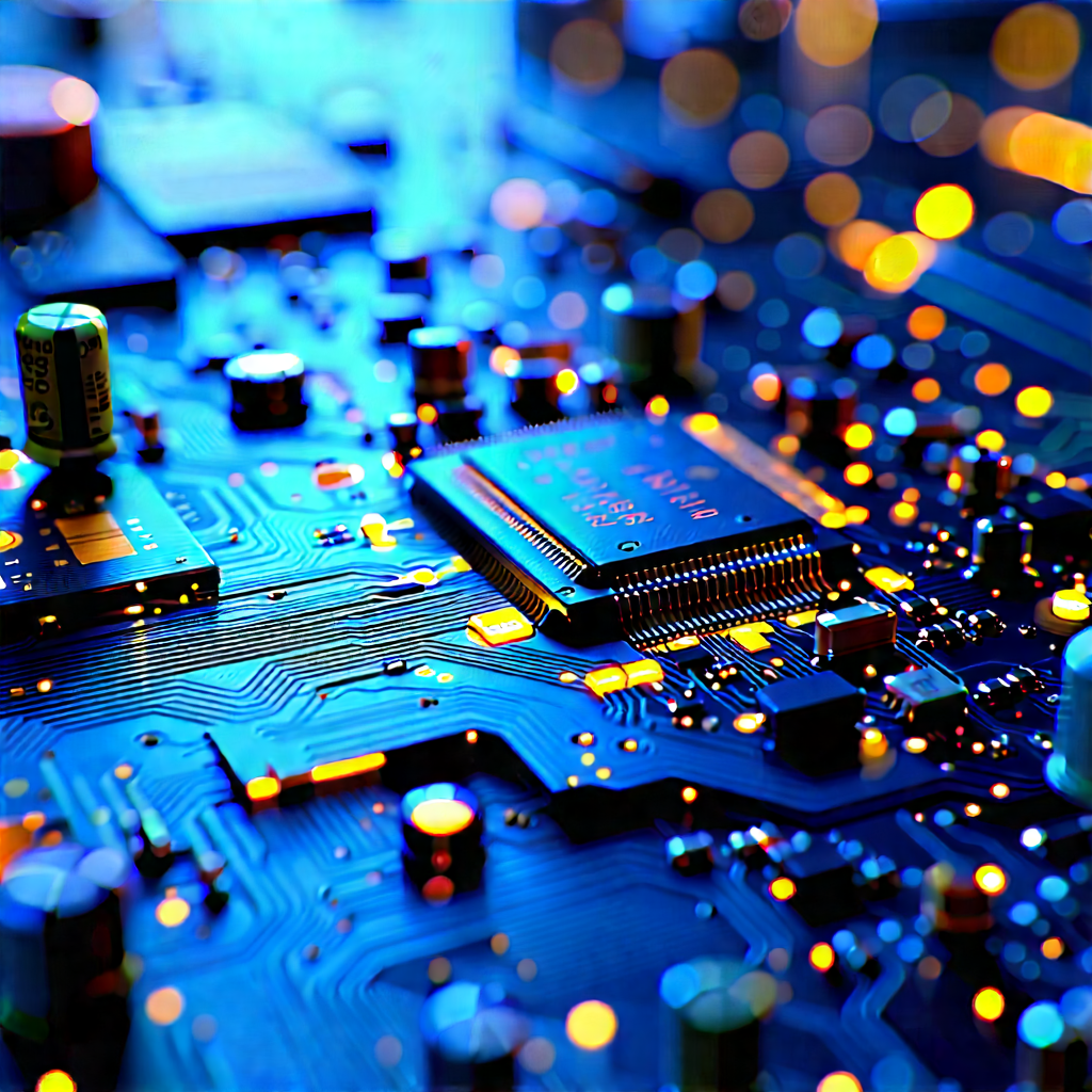 Close-up Of Electronic Circuit With Close-up Computer