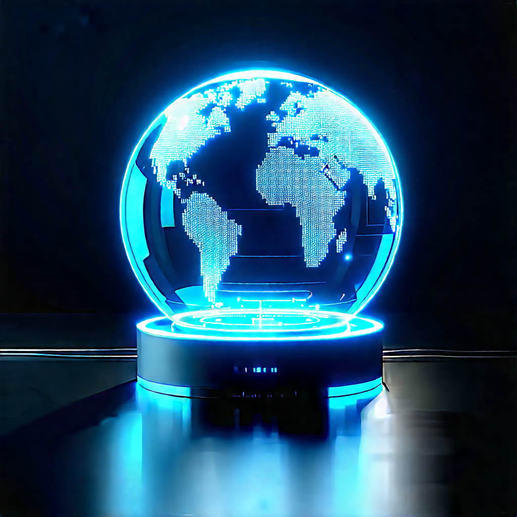 Educational Technology In Tech Office With Blue Globe