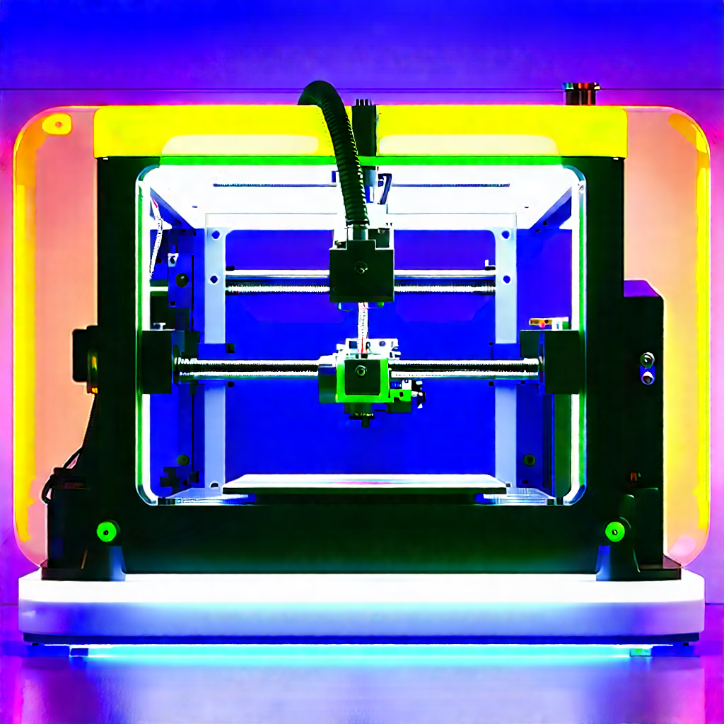 3d printer with neon accents