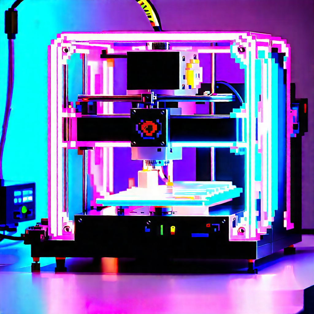 3d printer with neon accents