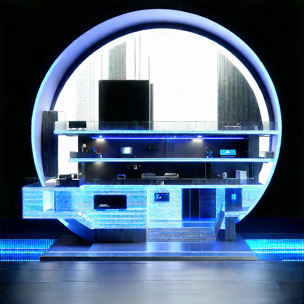 (futuristic:1.4) Smart Home With Futuristic Kitchen