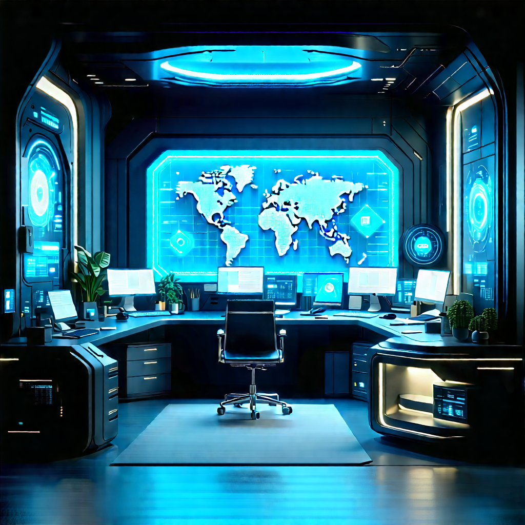 Futuristic Tech Startup Office With Futuristic Office,