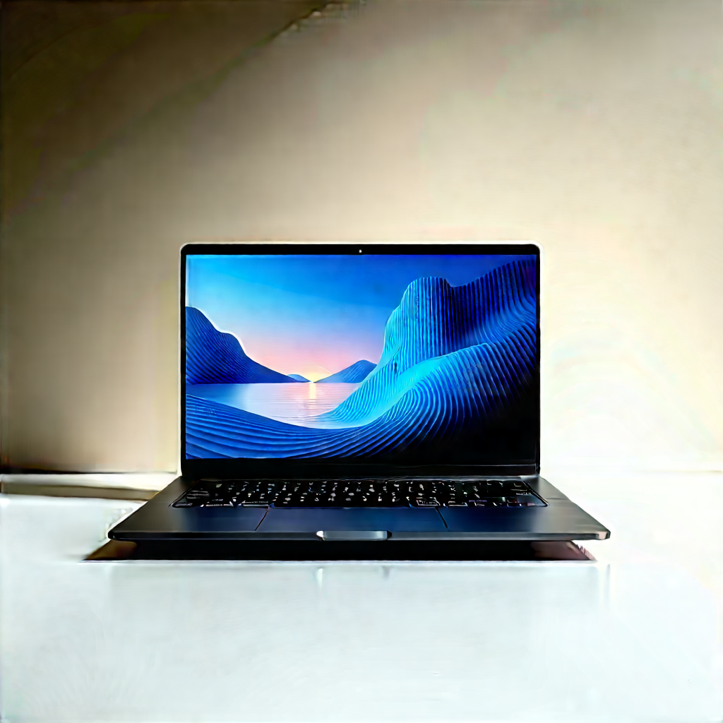 Laptop With Digital Artwork With Black Laptop