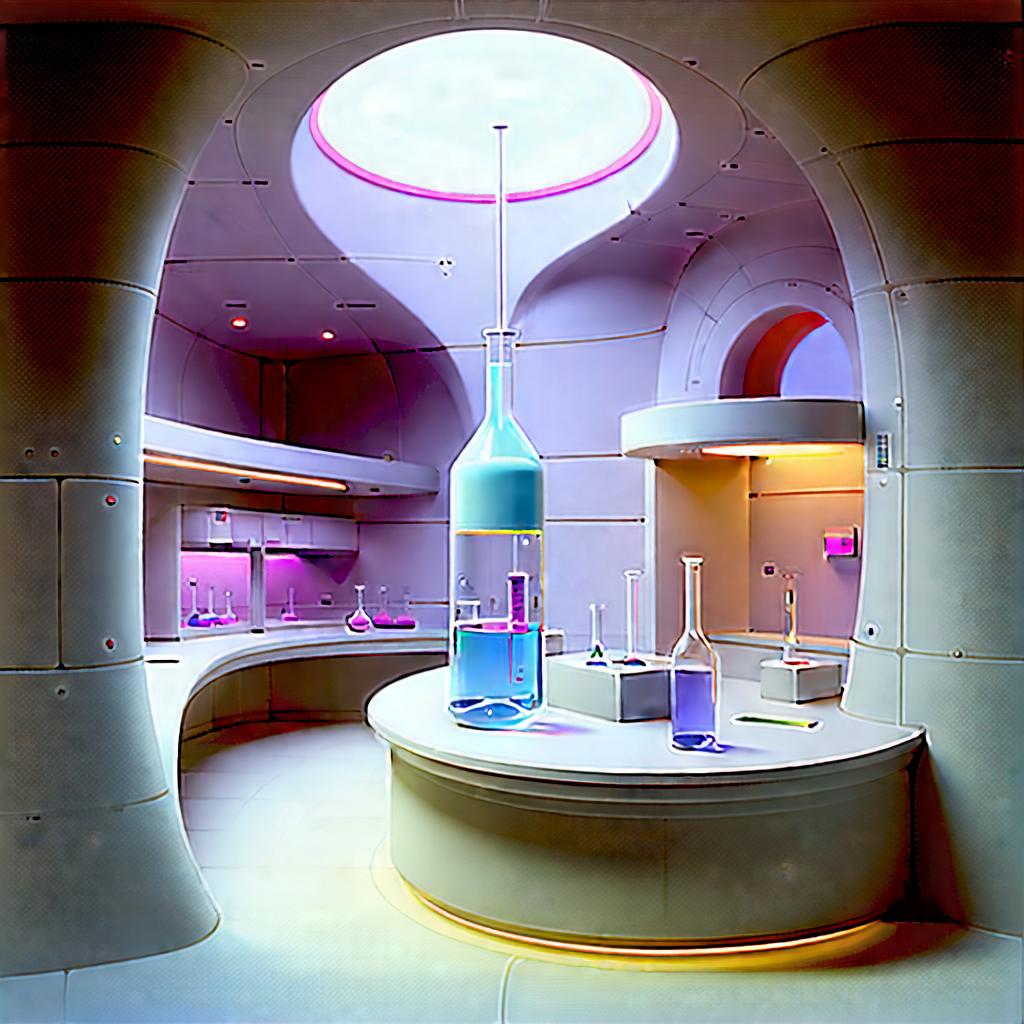 Futuristic Research Laboratory With Image, There