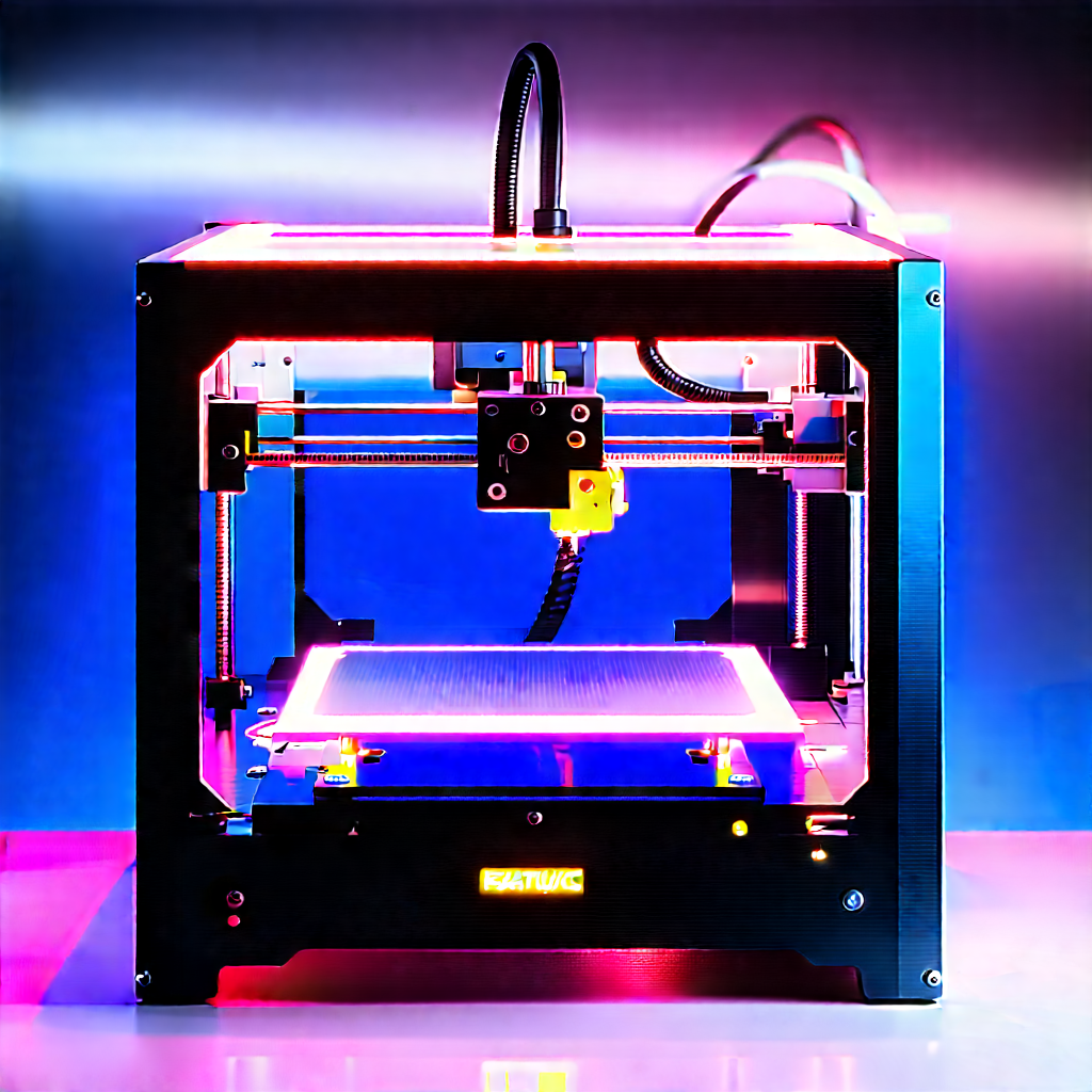 3d Printer With Neon Accents With Printer Shown