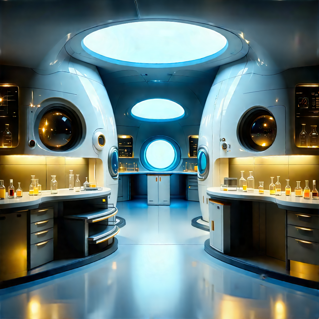 Futuristic Research Laboratory With Image, There