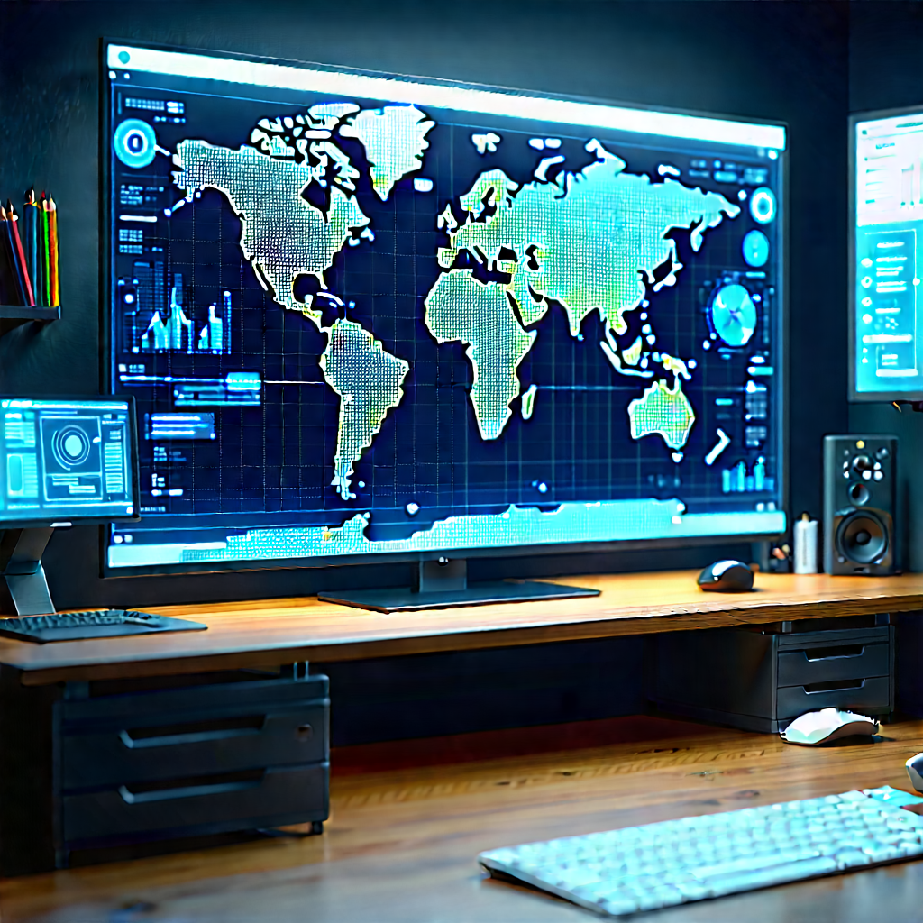 Educational Technology In Tech Office With Large Computer