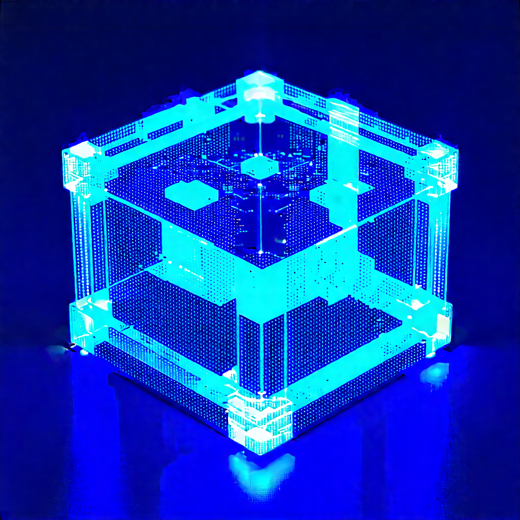 Quantum computer with blue light glow