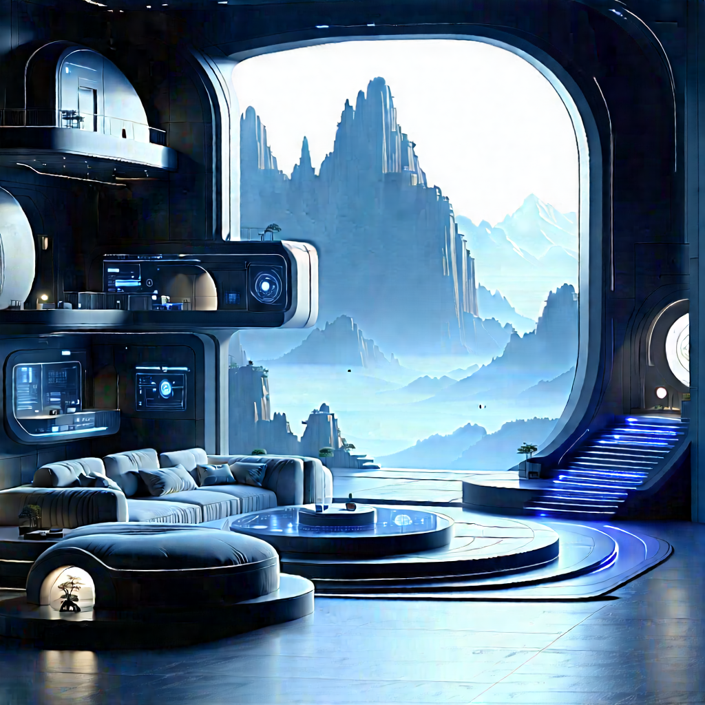Futuristic Smart Home With Futuristic Setting,