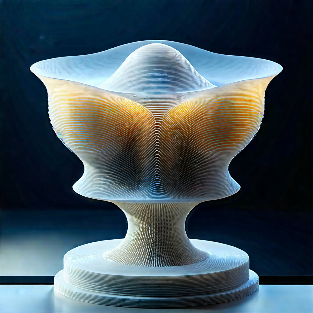 3d Printer With Digital Particles With White Vase
