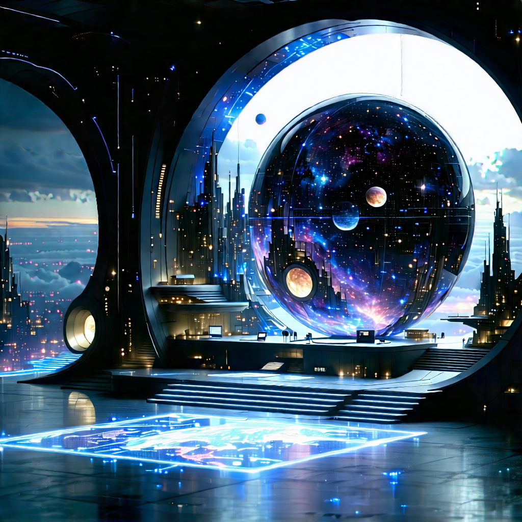 (futuristic:1.16) Tech Startup Office With Futuristic Scene,
