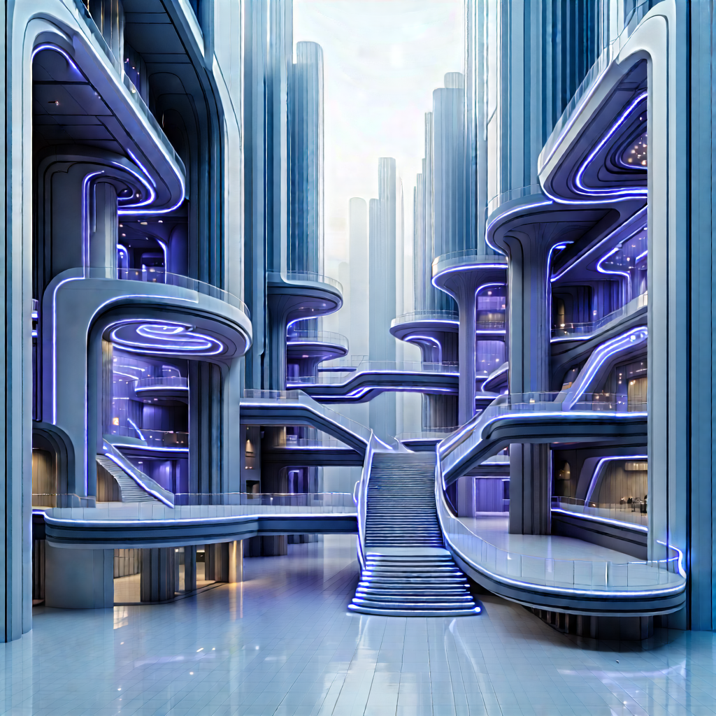Futuristic Innovation Hub With Futuristic Cityscape