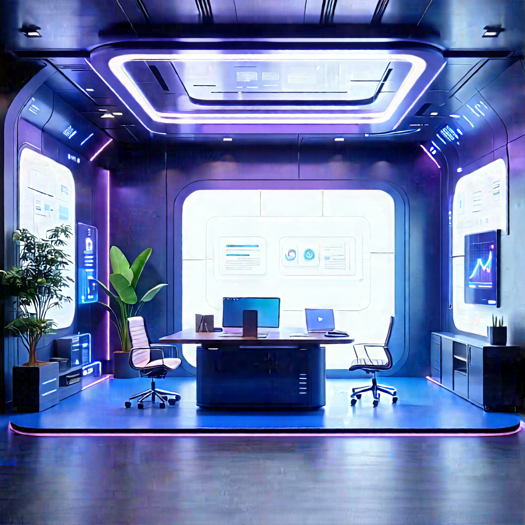 Futuristic Tech Startup Office With Futuristic Office