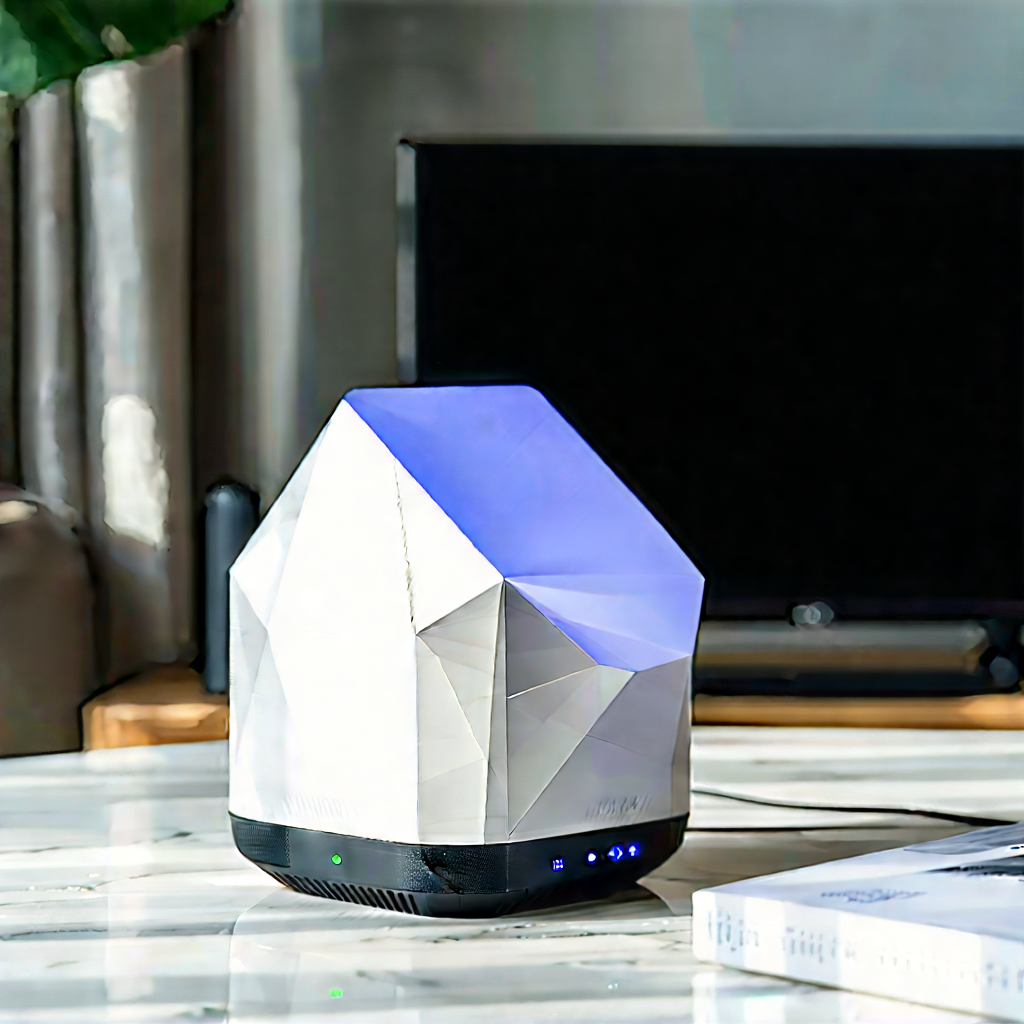 Smart Home Device With Digital Artwork With Small, White,