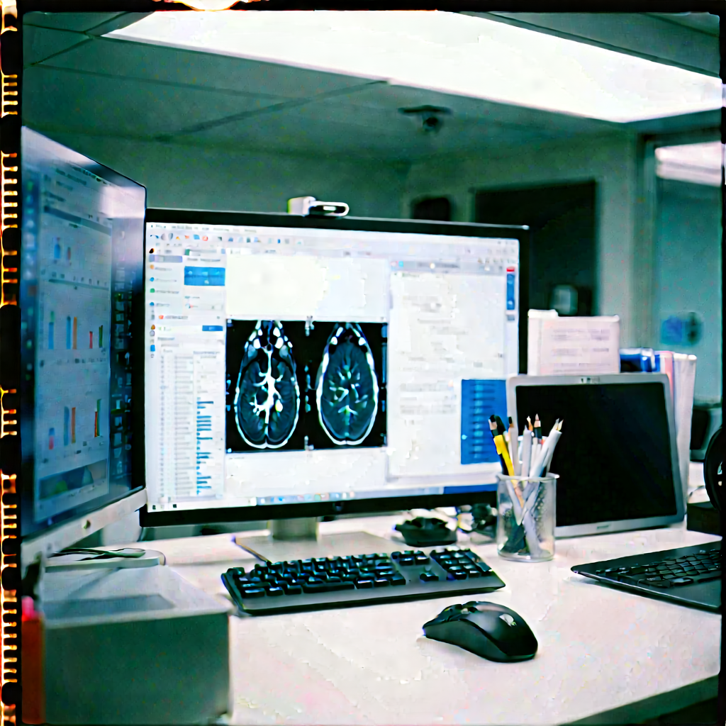 Healthcare Technology In Tech Office With Desk Computer