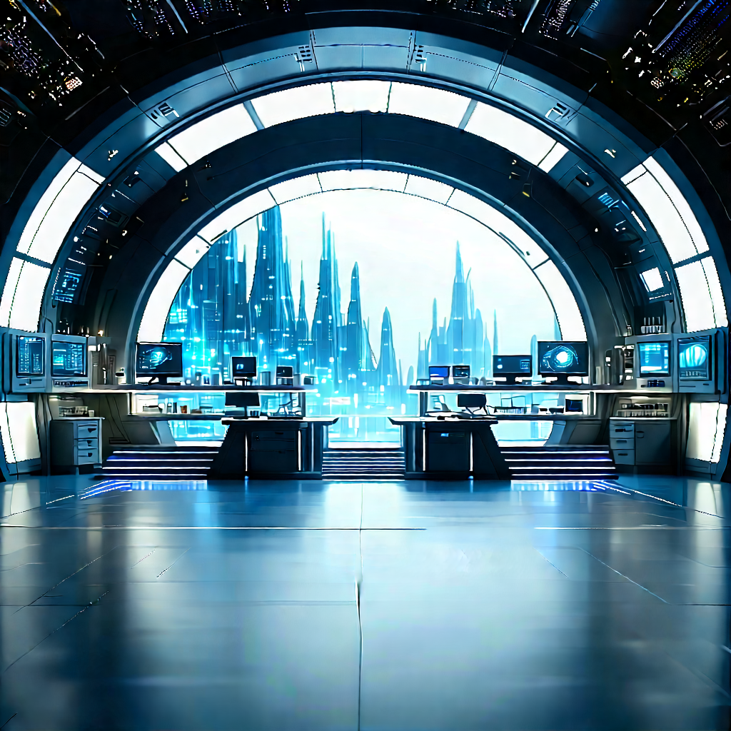 Futuristic Research Laboratory With Image, There