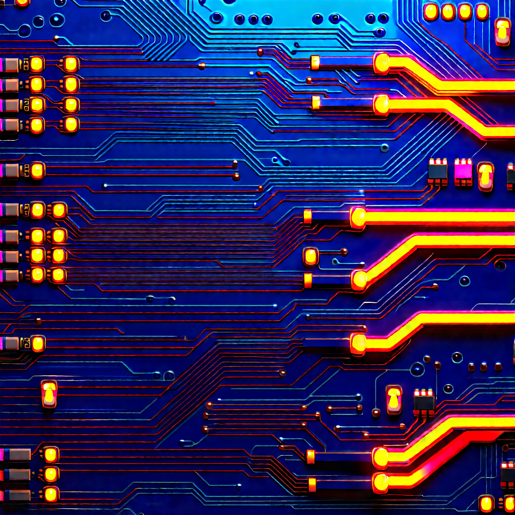 Circuit board with neon accents