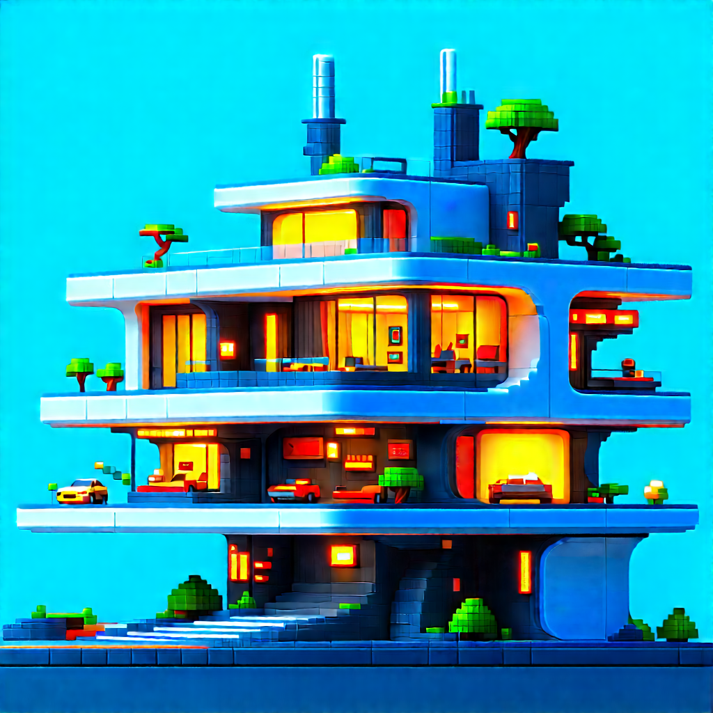 (futuristic:1.24) Smart Home With Large, Futuristic